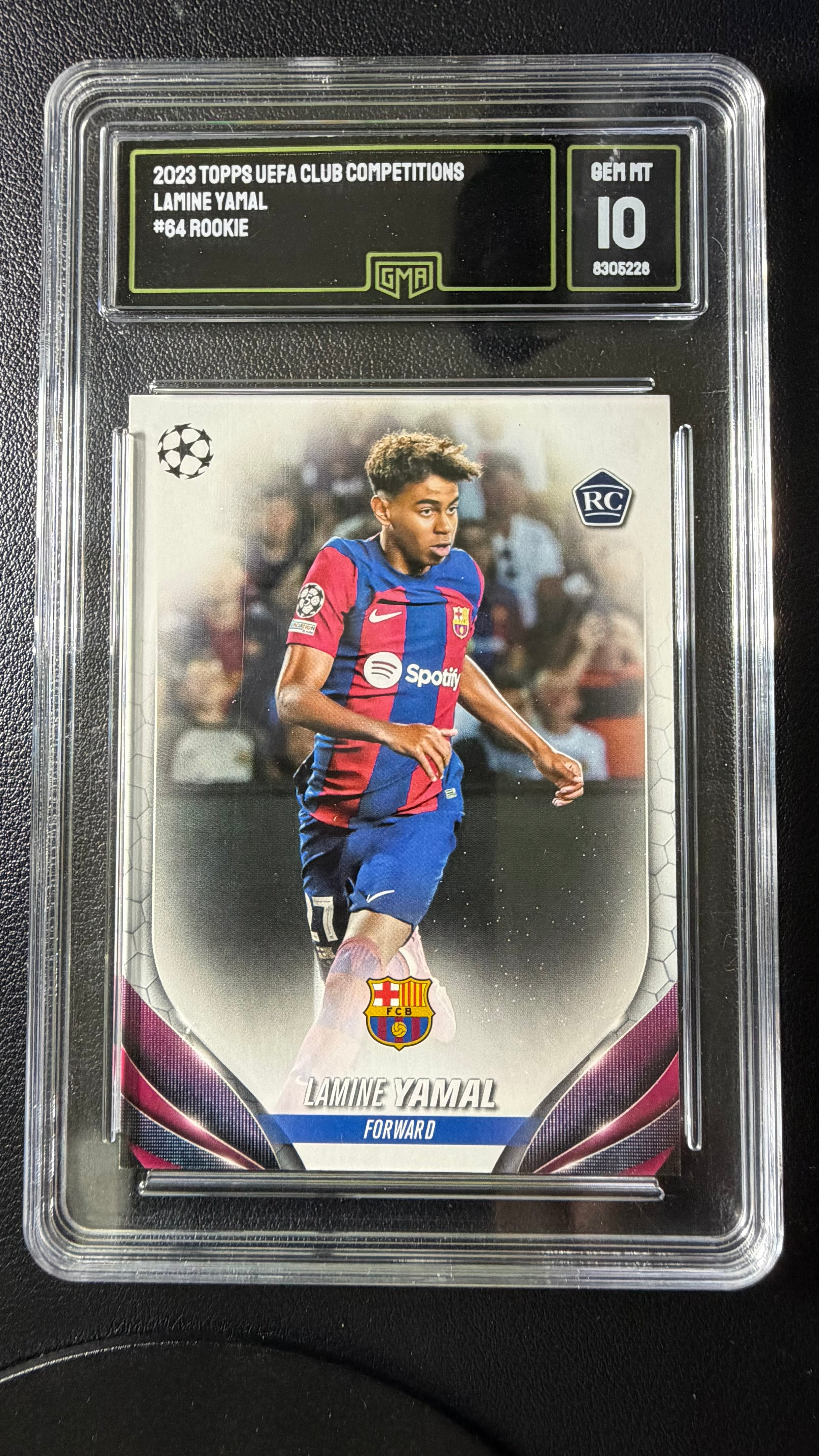 2023 Topps UEFA Club Competitions Lamine Yamal Rookie RC #64 GMA Gem Mint 10