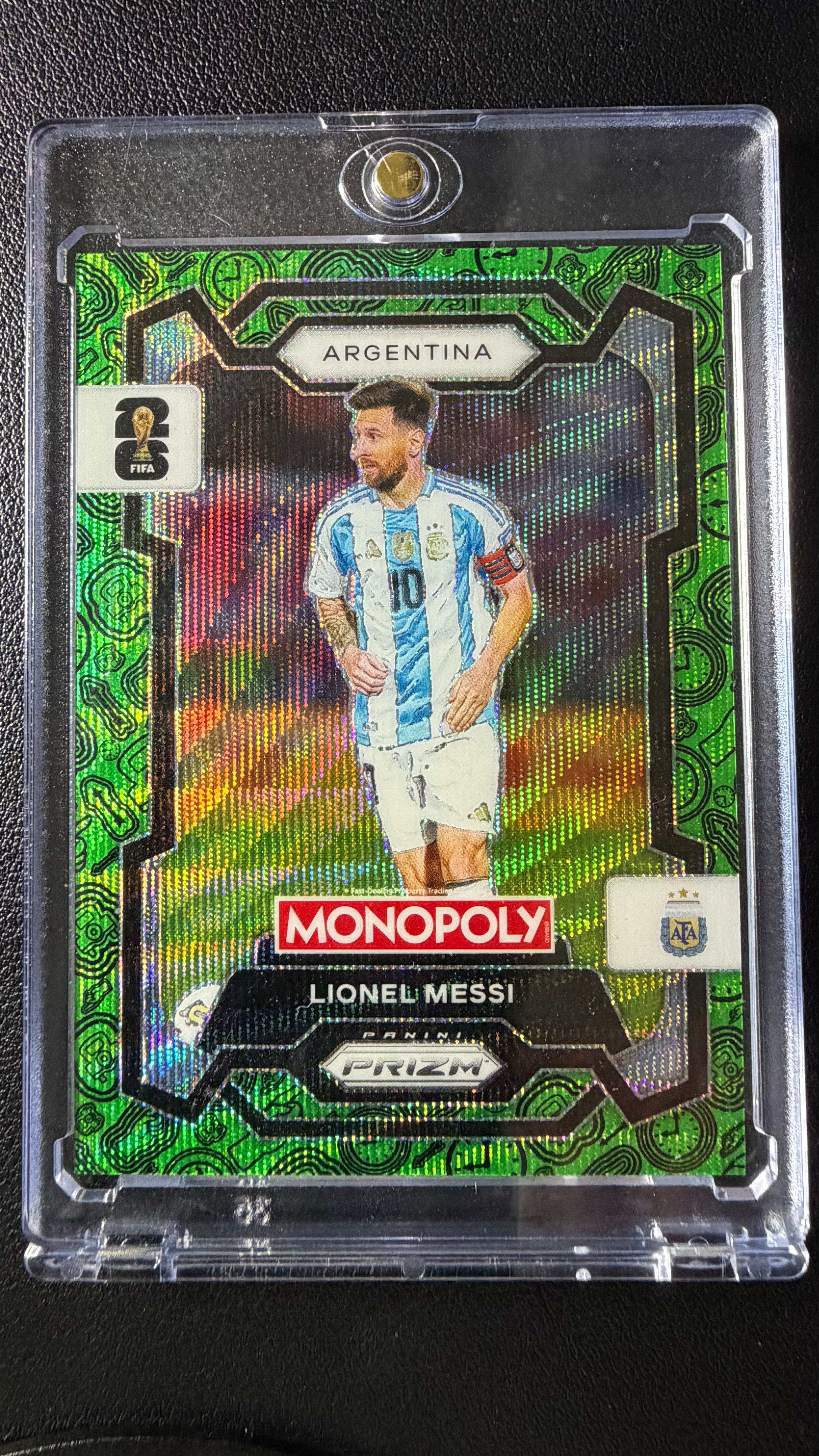 2026 Panini Monopoly Prizm FIFA World Cup Lionel Messi Green Money Prizm – Argentina