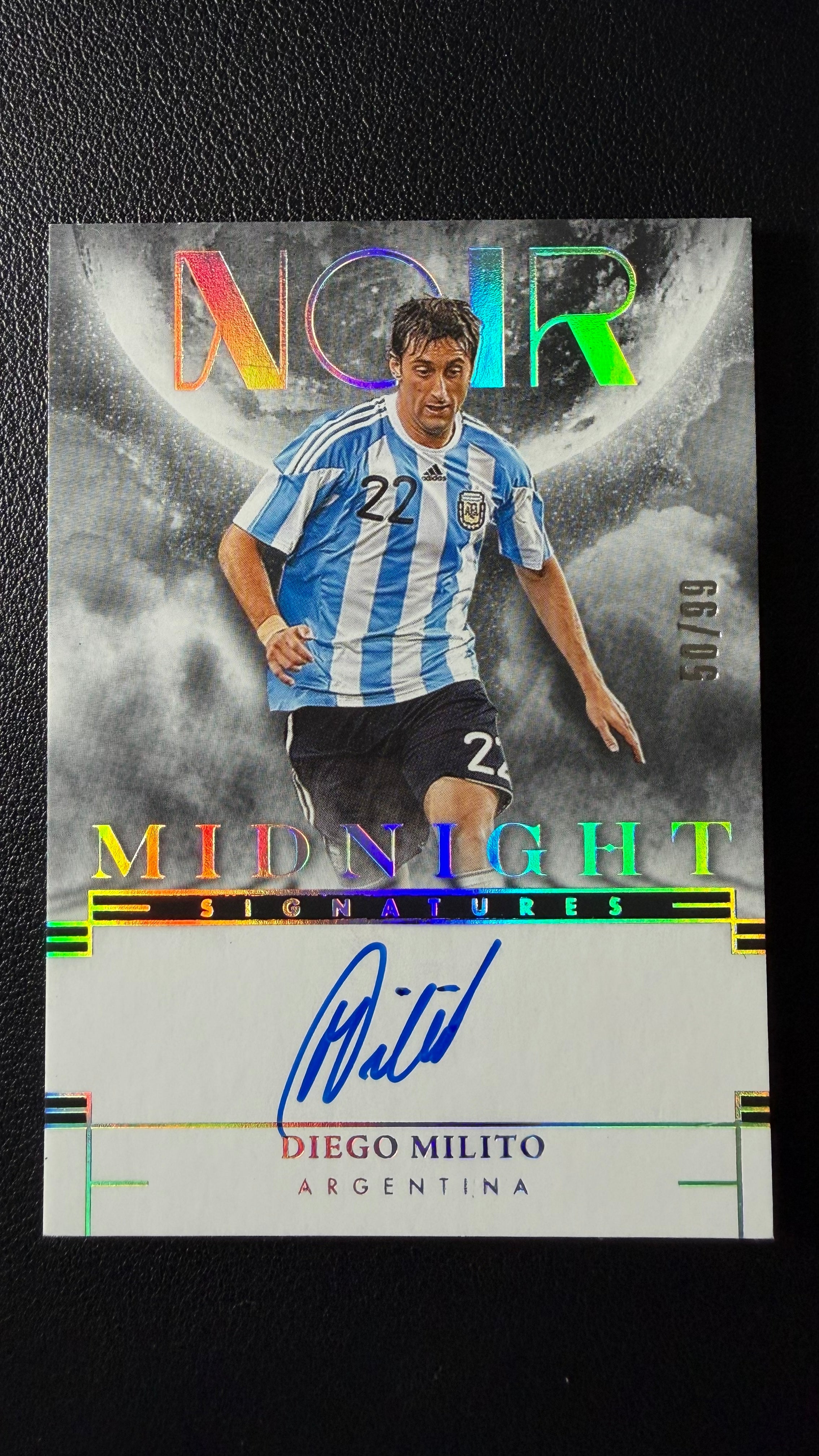 2023-24 Panini Noir Soccer Diego Milito Midnight Signatures Auto #50/99 Argentina