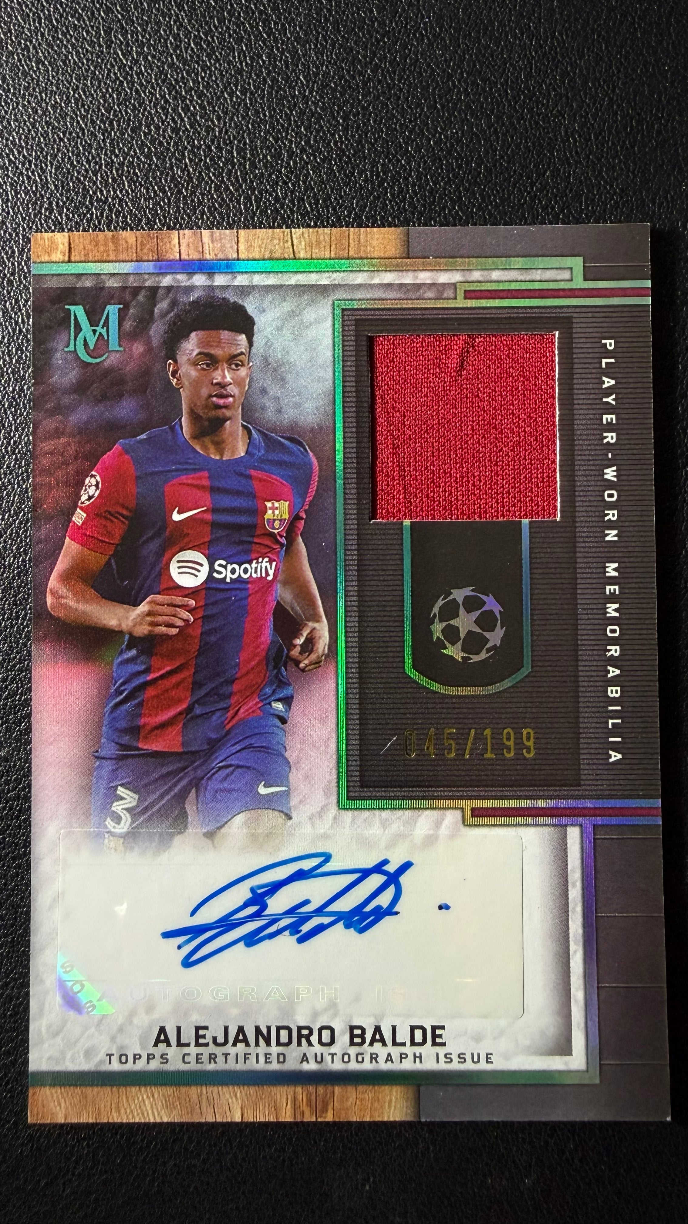 2023-24 Topps Museum Collection UEFA Alejandro Balde Auto Relic Aquamarine #045/199 FC Barcelona