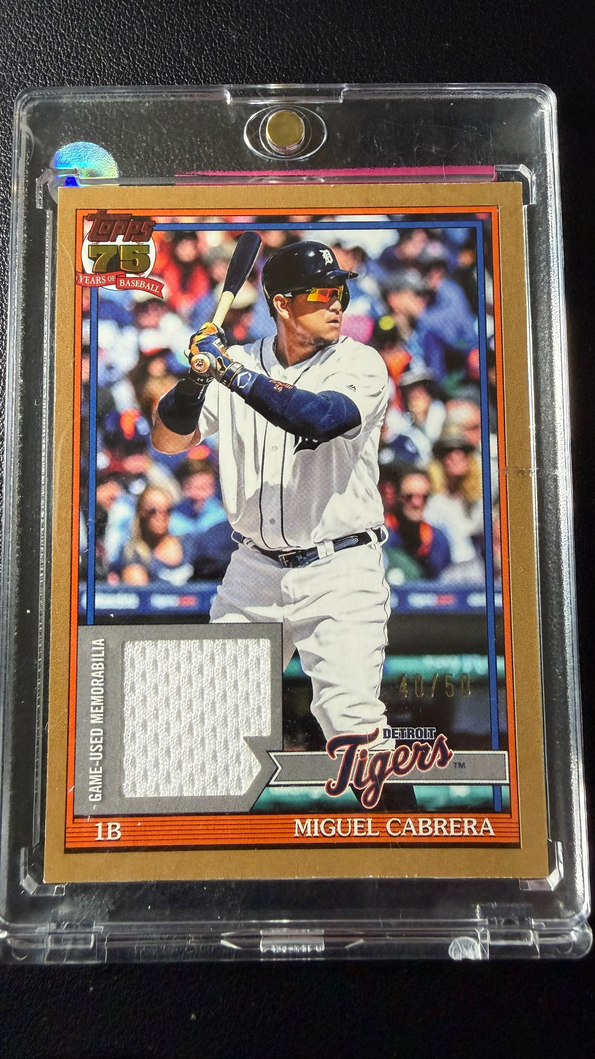 Miguel Cabrera 2025 Topps Series 2 1989 Topps Gold Game-Used Relic #40/50 – Detroit Tigers