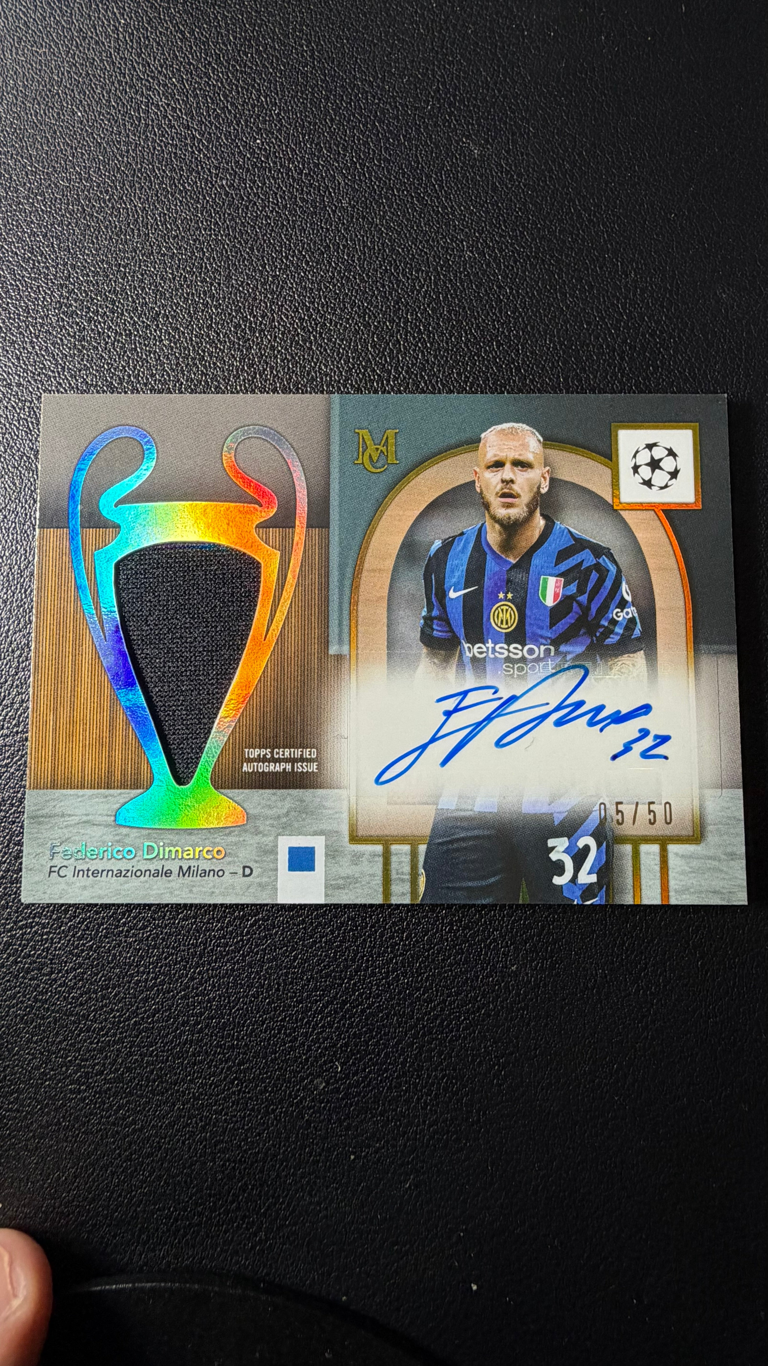 2024-25 Topps Museum Collection UEFA Federico Dimarco Gold Auto #05/50 Inter Milan