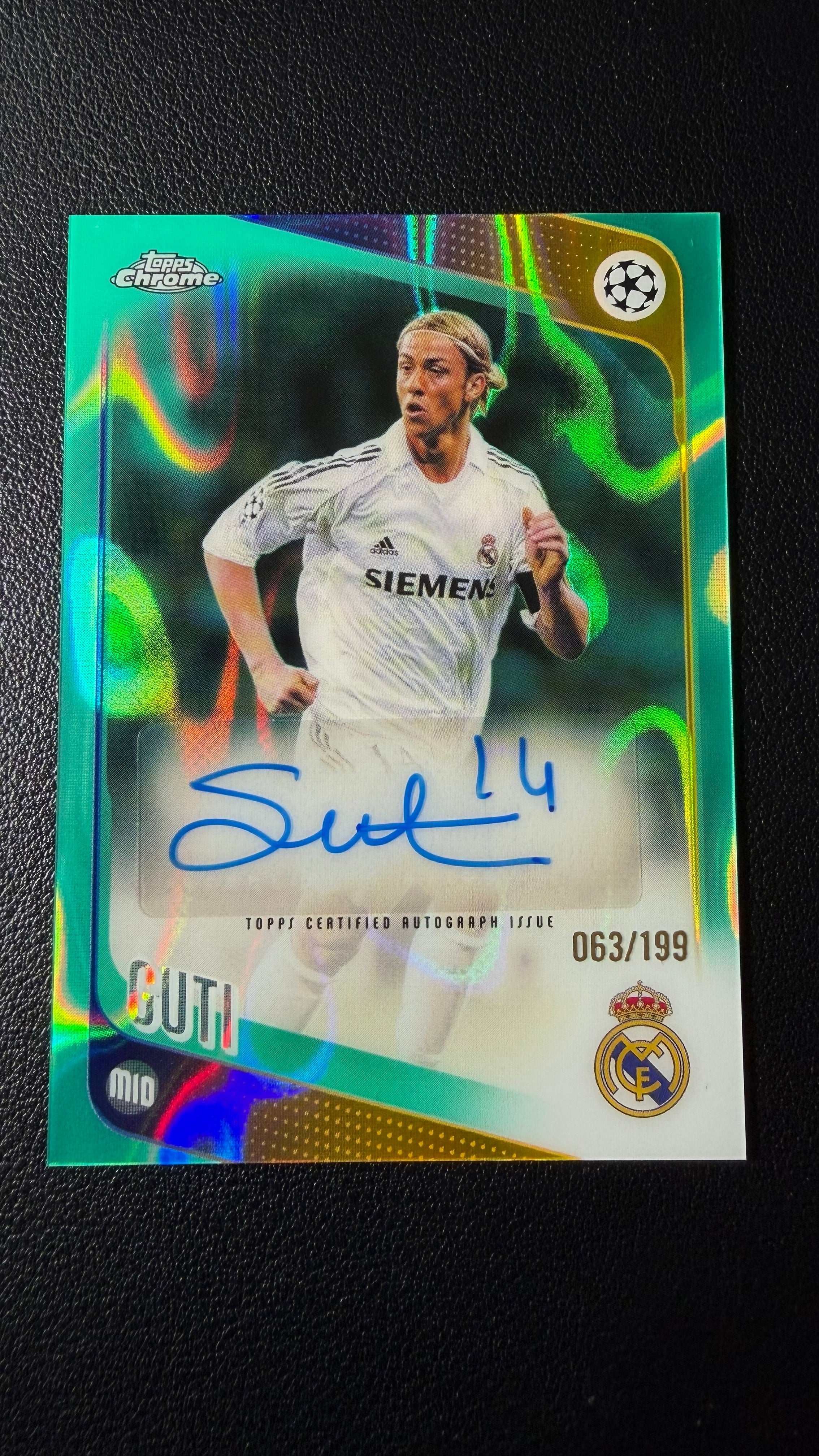Guti 2025-26 Topps Chrome UEFA Legends Autograph Aqua Refractor /199 Real Madrid