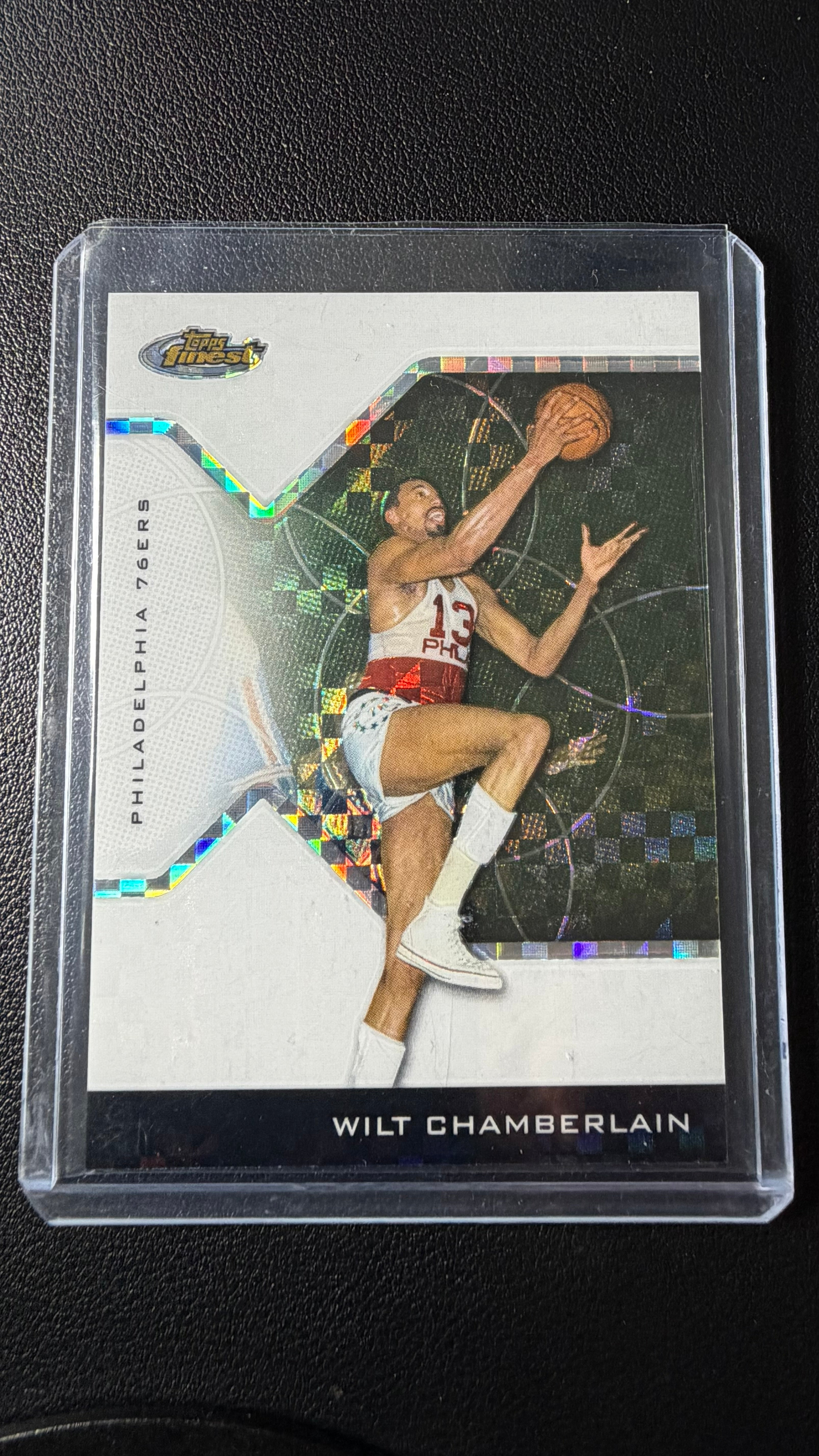 Wilt Chamberlain 2023-24 Topps Finest Basketball Checkerboard Refractor – Philadelphia 76ers