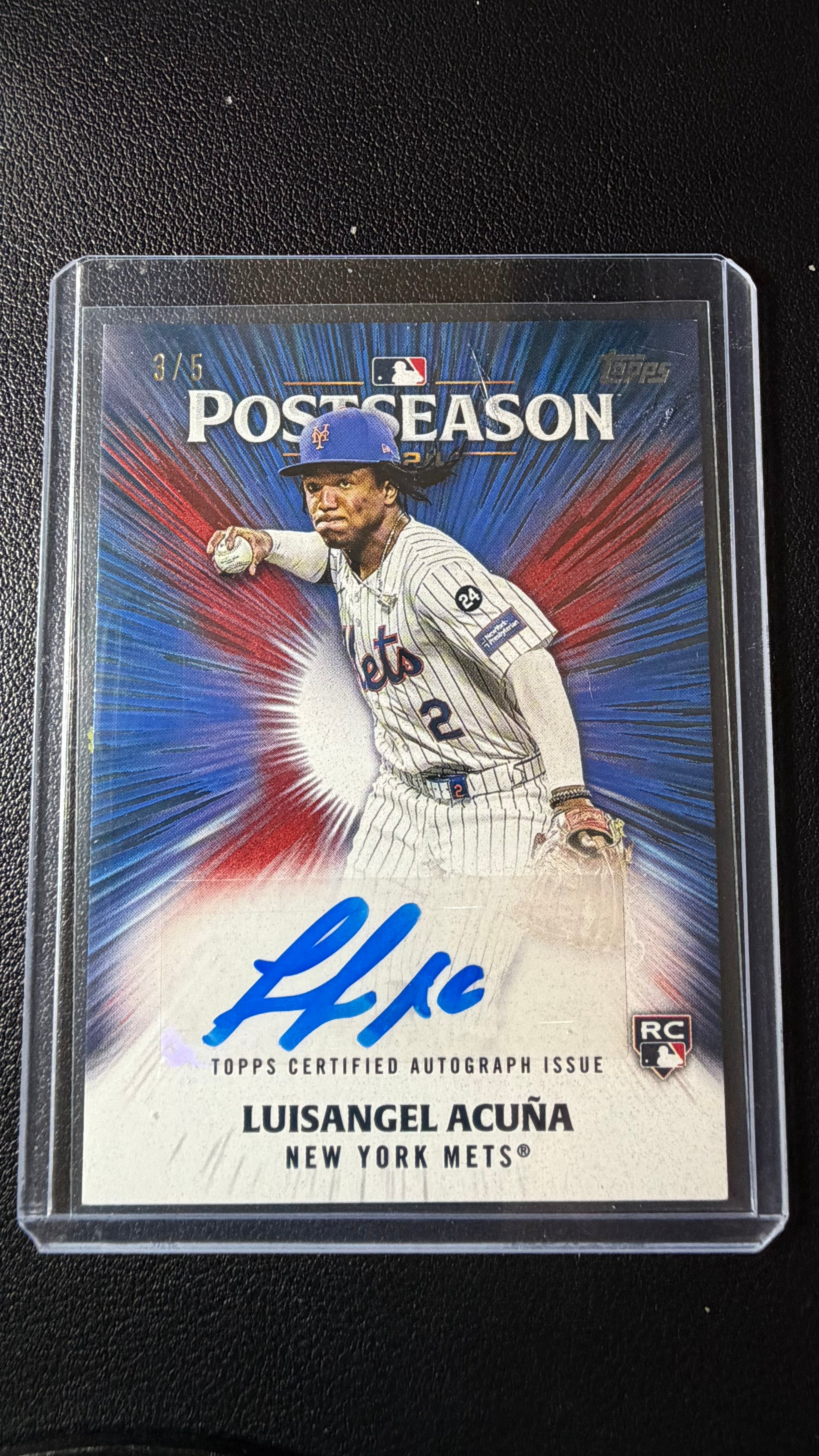 2025 Topps Baseball Postseason Luisangel Acuña Rookie Auto Gold #3/5 – New York Mets