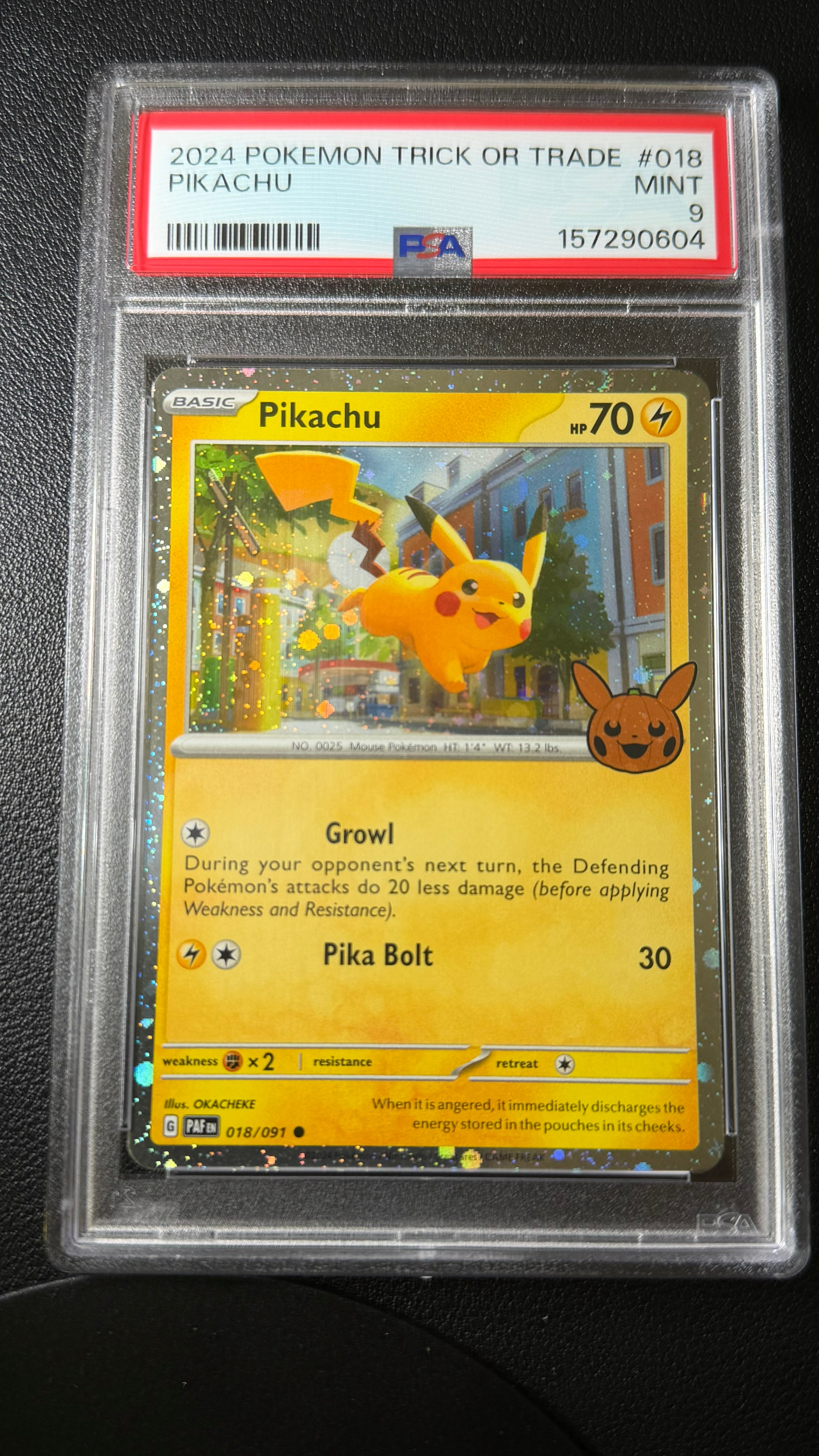 2024 Pokémon Trick or Trade Pikachu #018 PSA 9 Mint