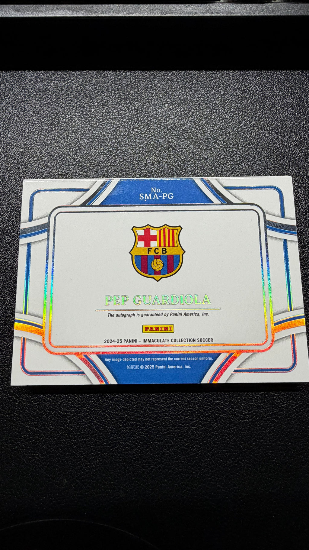 2024-25 Panini Immaculate Pep Guardiola Signature Moves Auto Booklet 49/99
