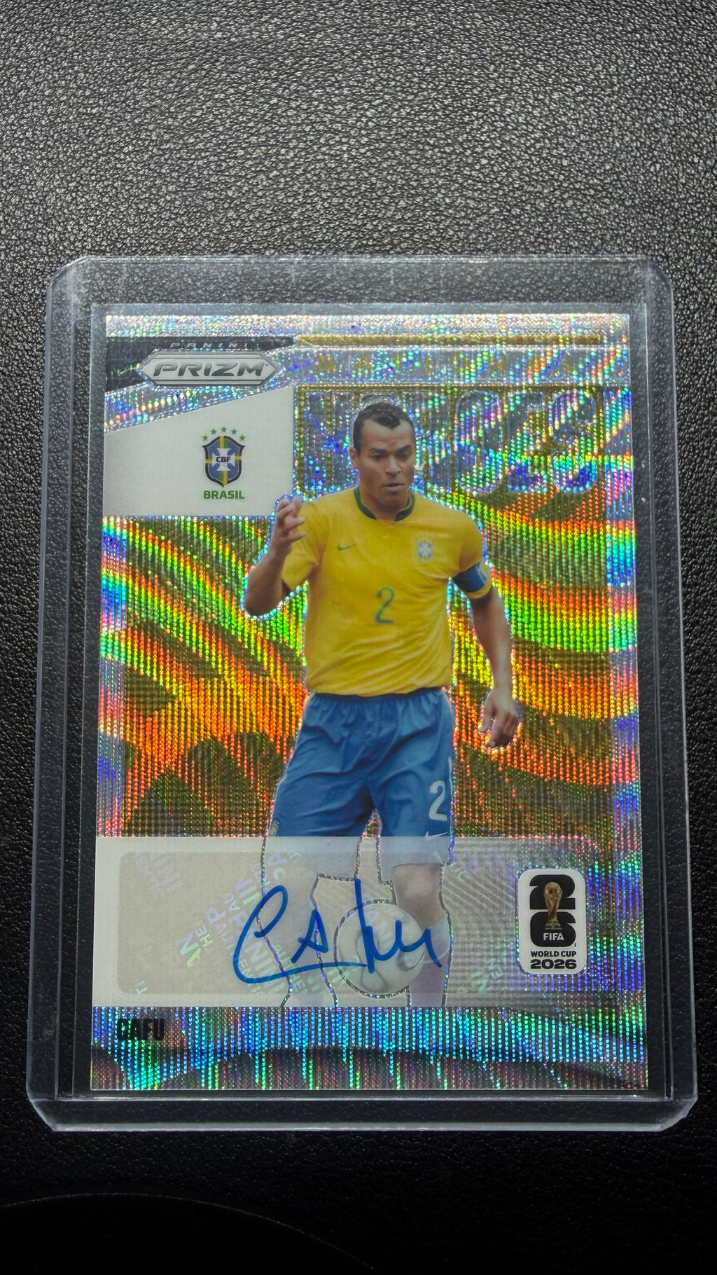 2026 Panini Prizm FIFA World Cup Cafu National Heroes Silver Wave Auto #NH-C
