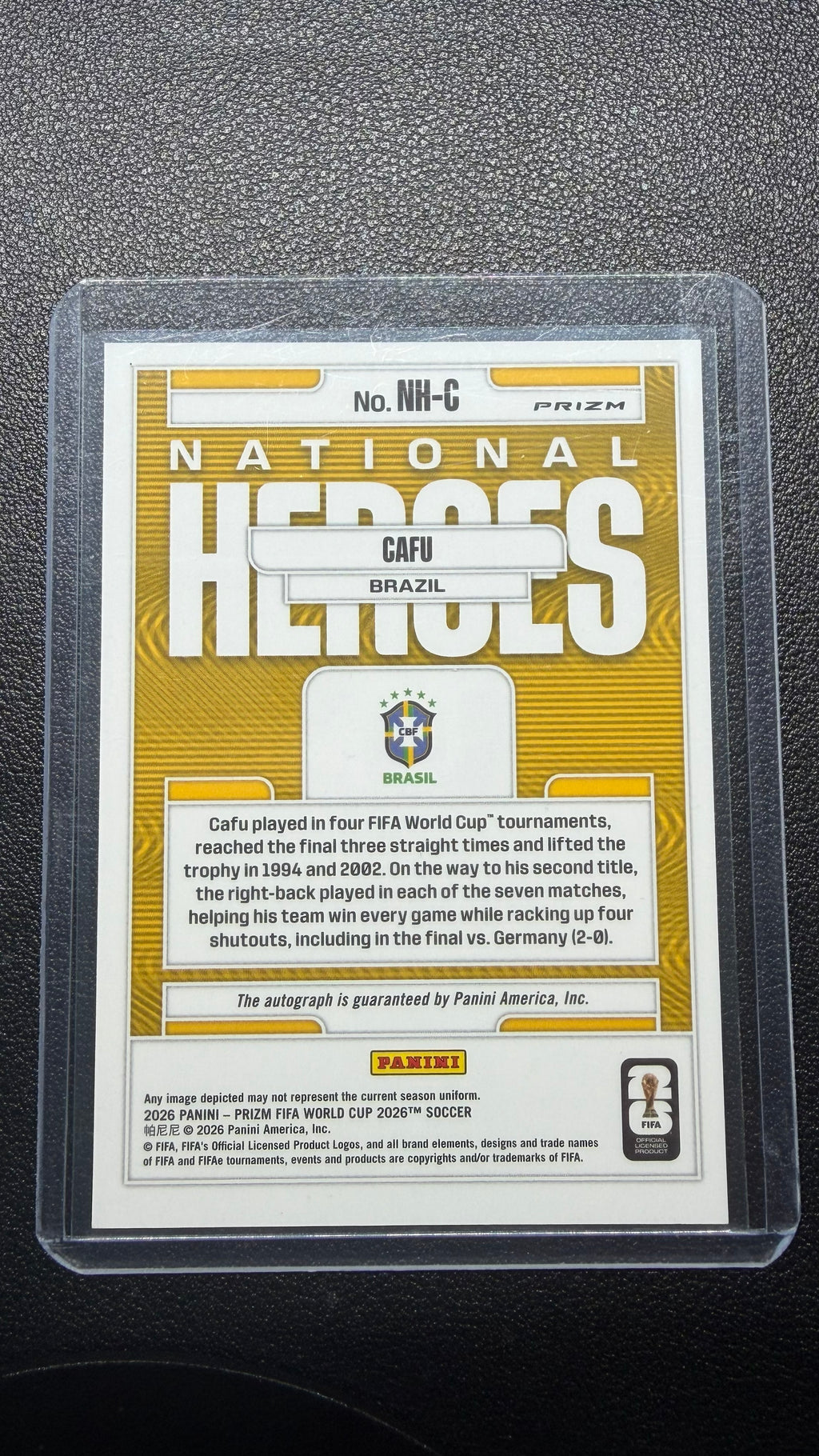 2026 Panini Prizm FIFA World Cup Cafu National Heroes Silver Wave Auto #NH-C