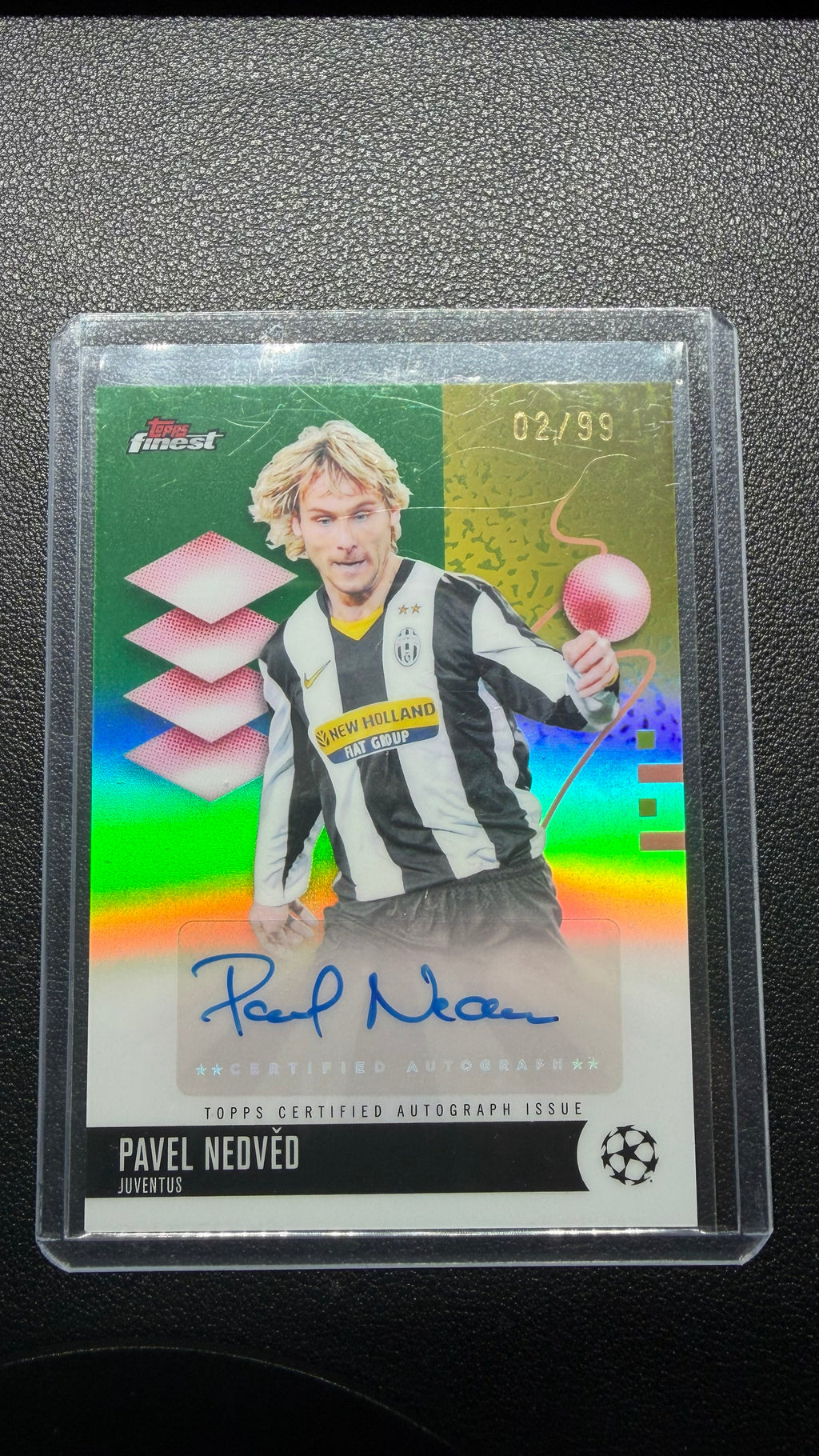 2025-26 Topps Finest UEFA Pavel Nedvěd Green Refractor Auto /99 #BA-PN