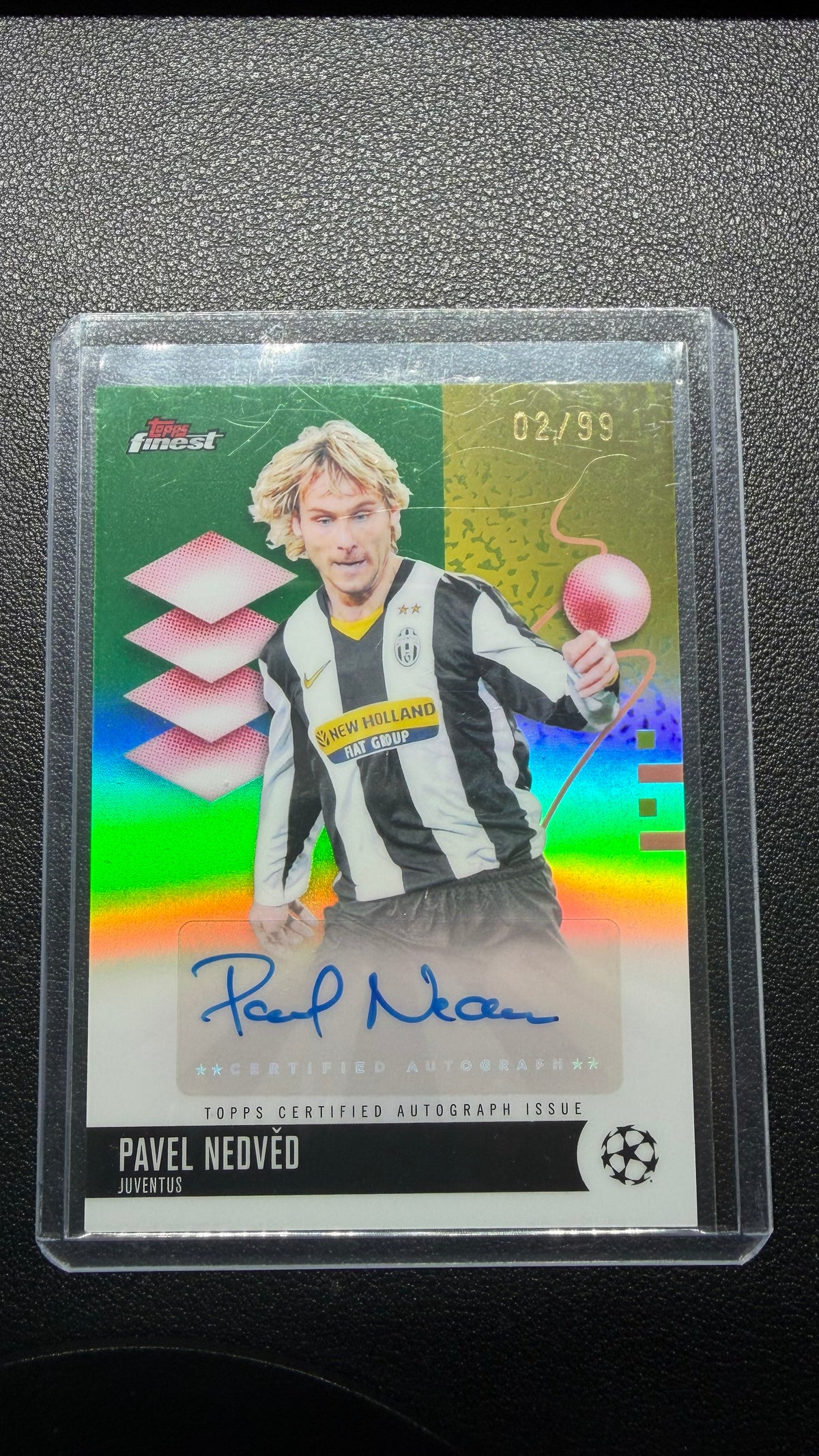 2025-26 Topps Finest UEFA Pavel Nedvěd Green Refractor Auto /99 #BA-PN