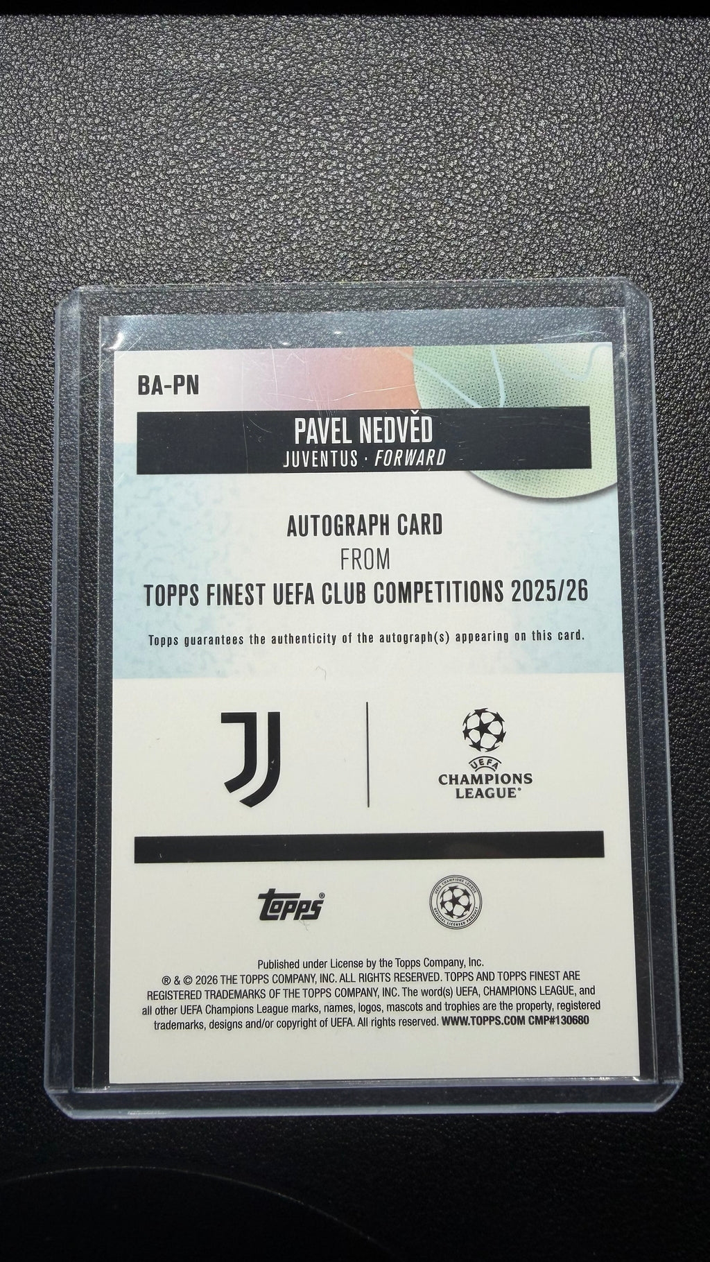 2025-26 Topps Finest UEFA Pavel Nedvěd Green Refractor Auto /99 #BA-PN