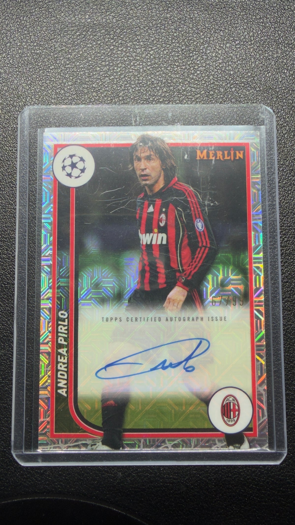2023-24 Topps Merlin UEFA Andrea Pirlo Mojo Refractor Auto /99 #AH-AP