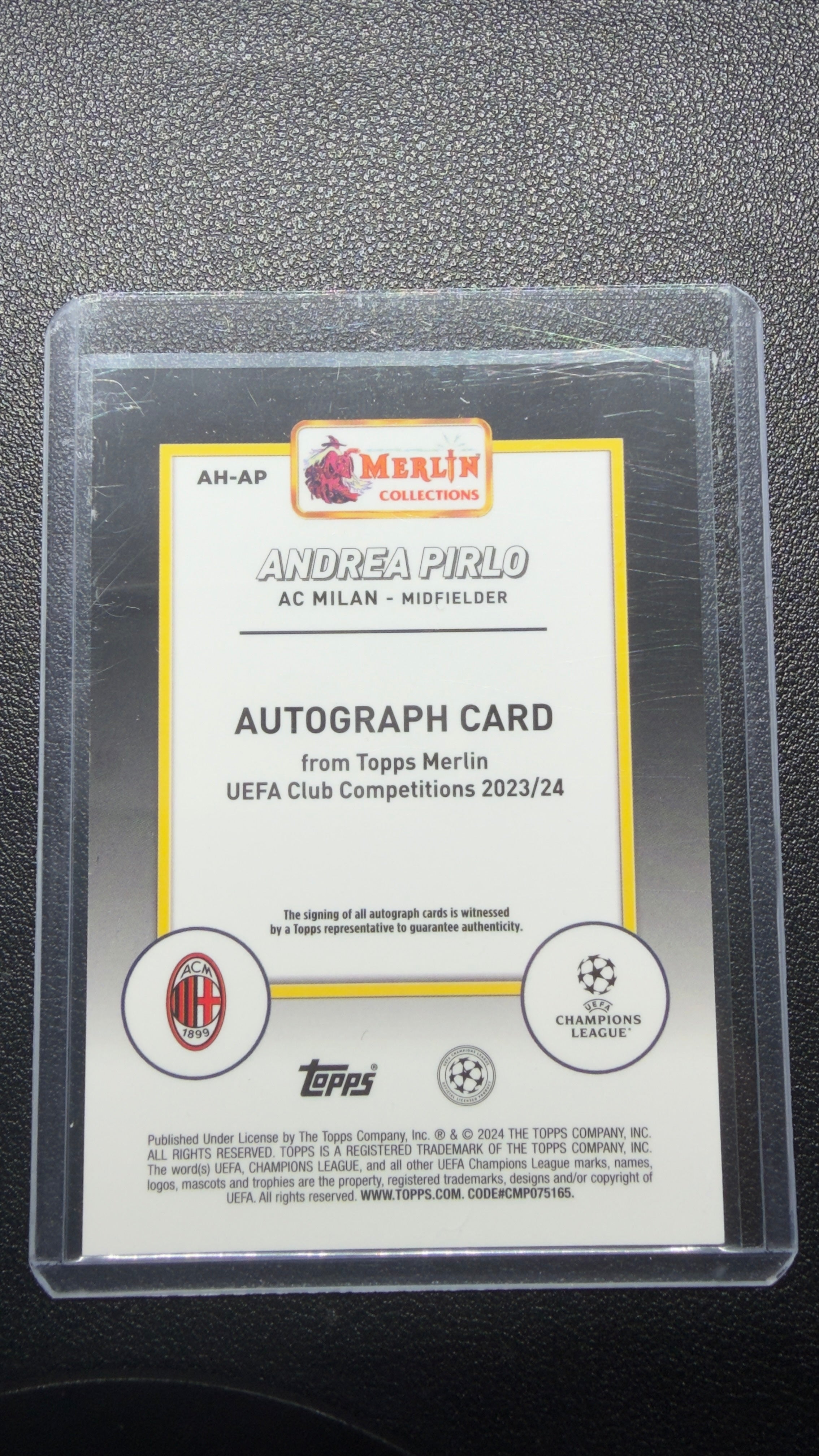 2023-24 Topps Merlin UEFA Andrea Pirlo Mojo Refractor Auto /99 #AH-AP