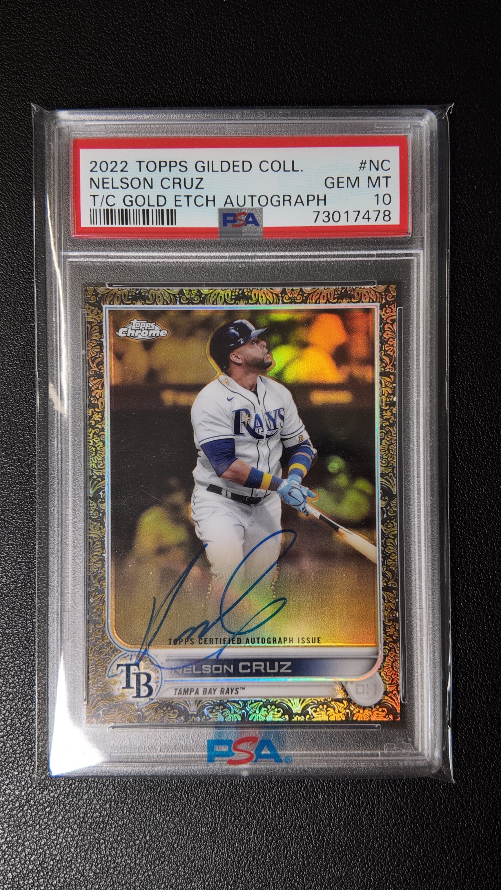 2022 Topps Gilded Collection Gold Etch Autograph Nelson Cruz PSA 10 Gem Mint