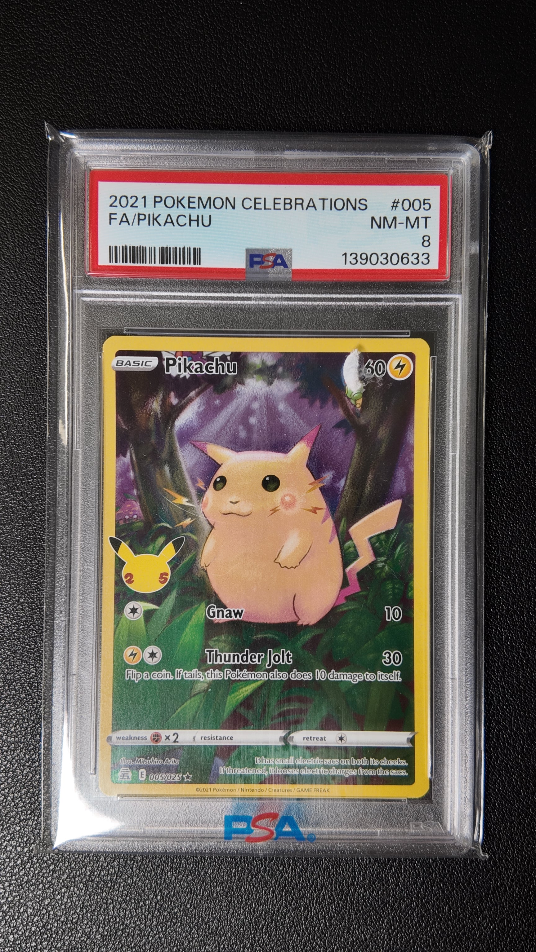 2021 Pokémon Celebrations Full Art Pikachu #005/025 PSA 8 NM-MT