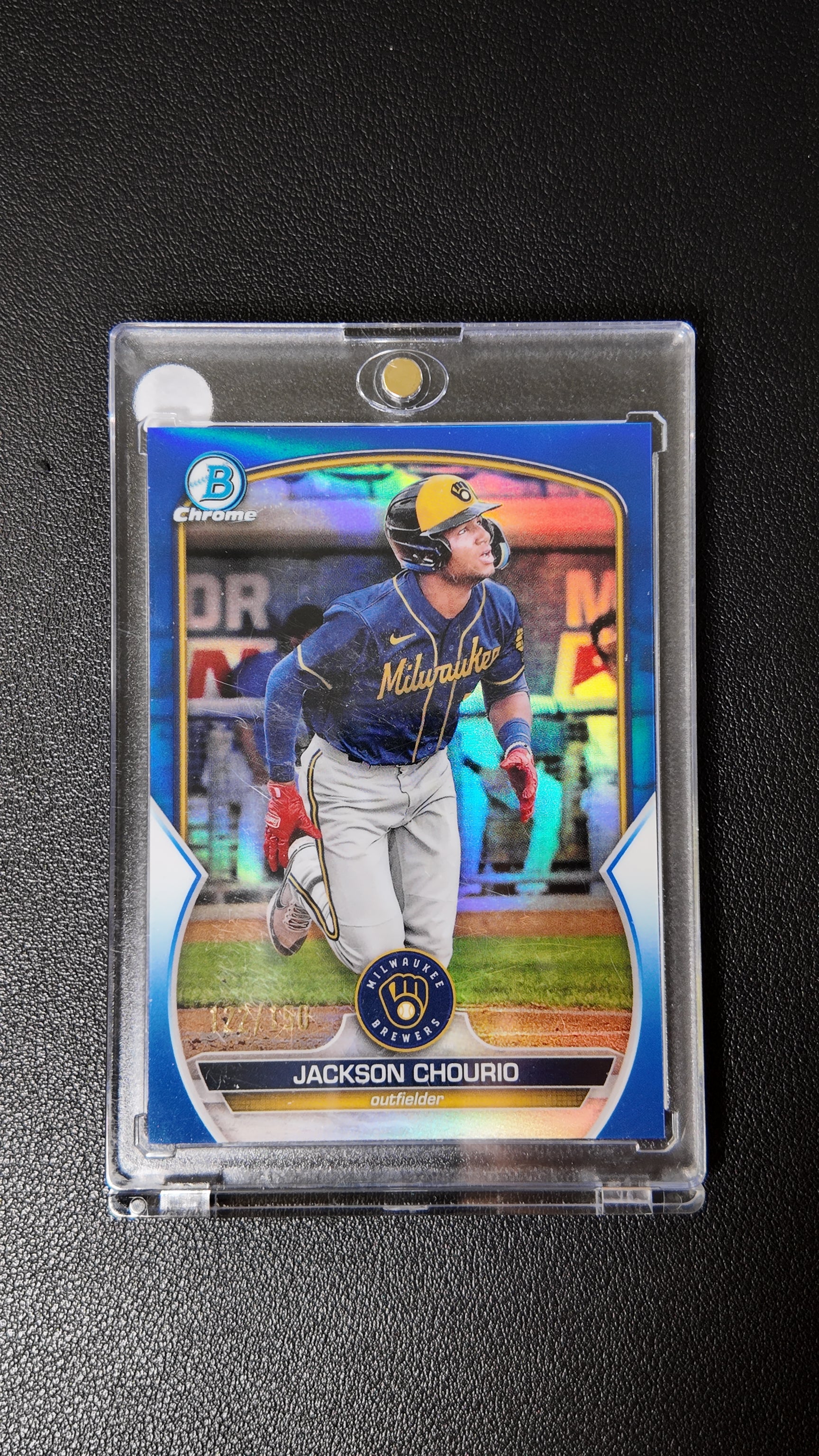 2025 Bowman Chrome Jackson Chourio Blue Refractor /150 – #122/150