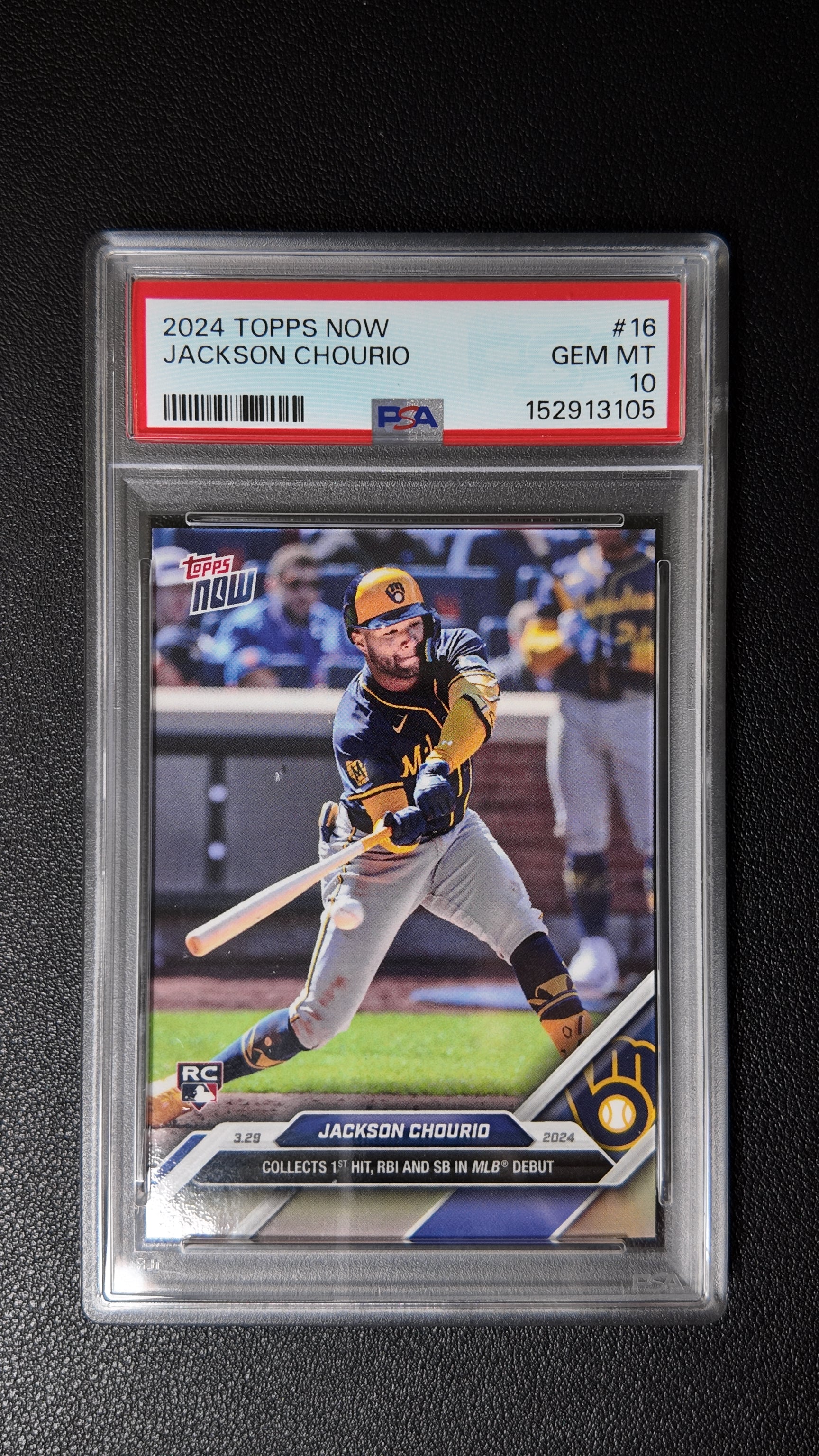 2024 Topps Now #16 Jackson Chourio Rookie PSA 10 GEM MT