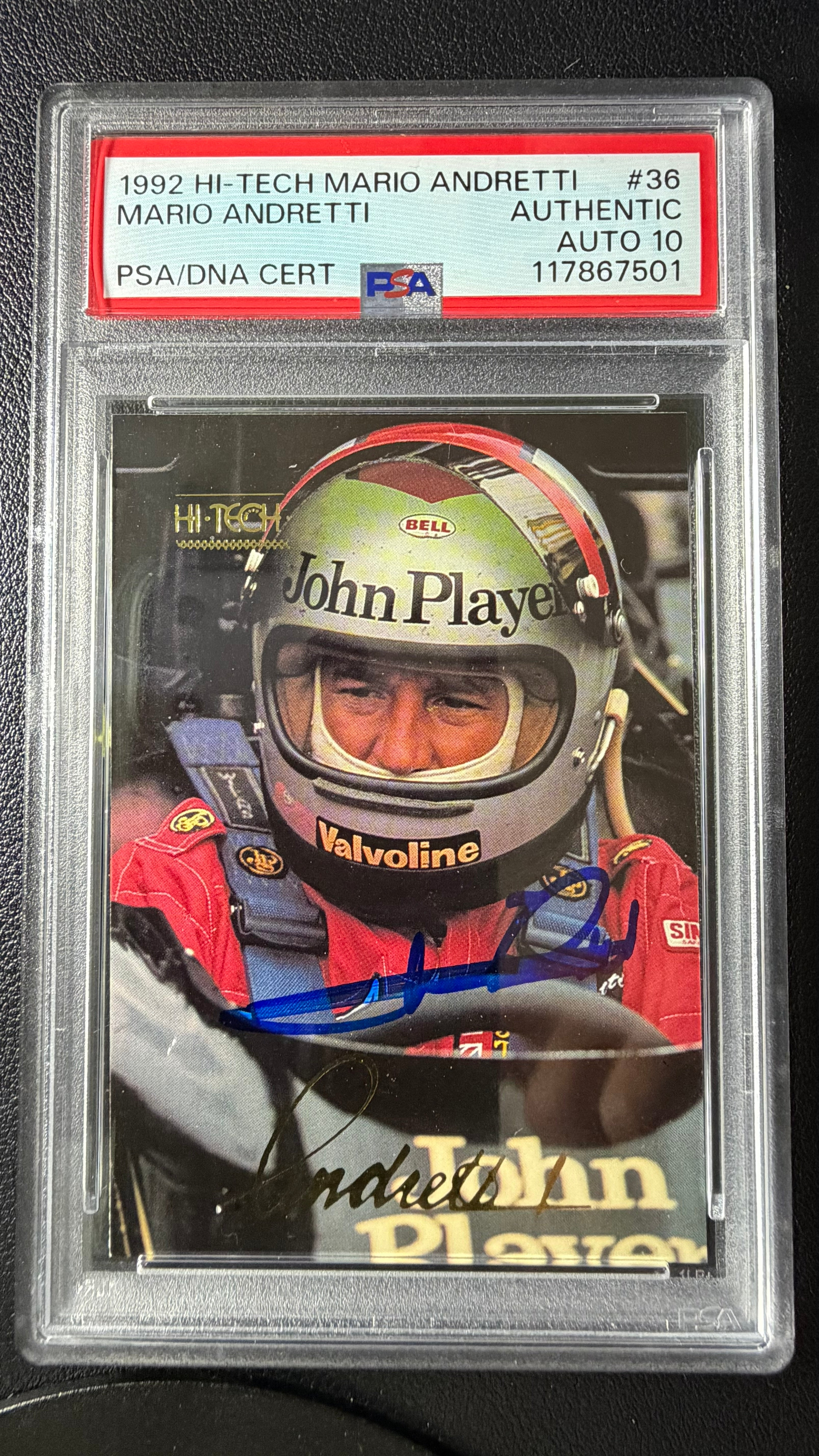 1992 Hi-Tech Mario Andretti #36 PSA/DNA Authentic Auto 10 Certified Autograph